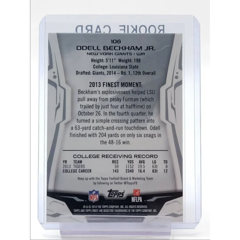 ODELL BECKHAM JR. 2014 TOPPS FINEST FOOTBALL ROOKIE GIANTS RC